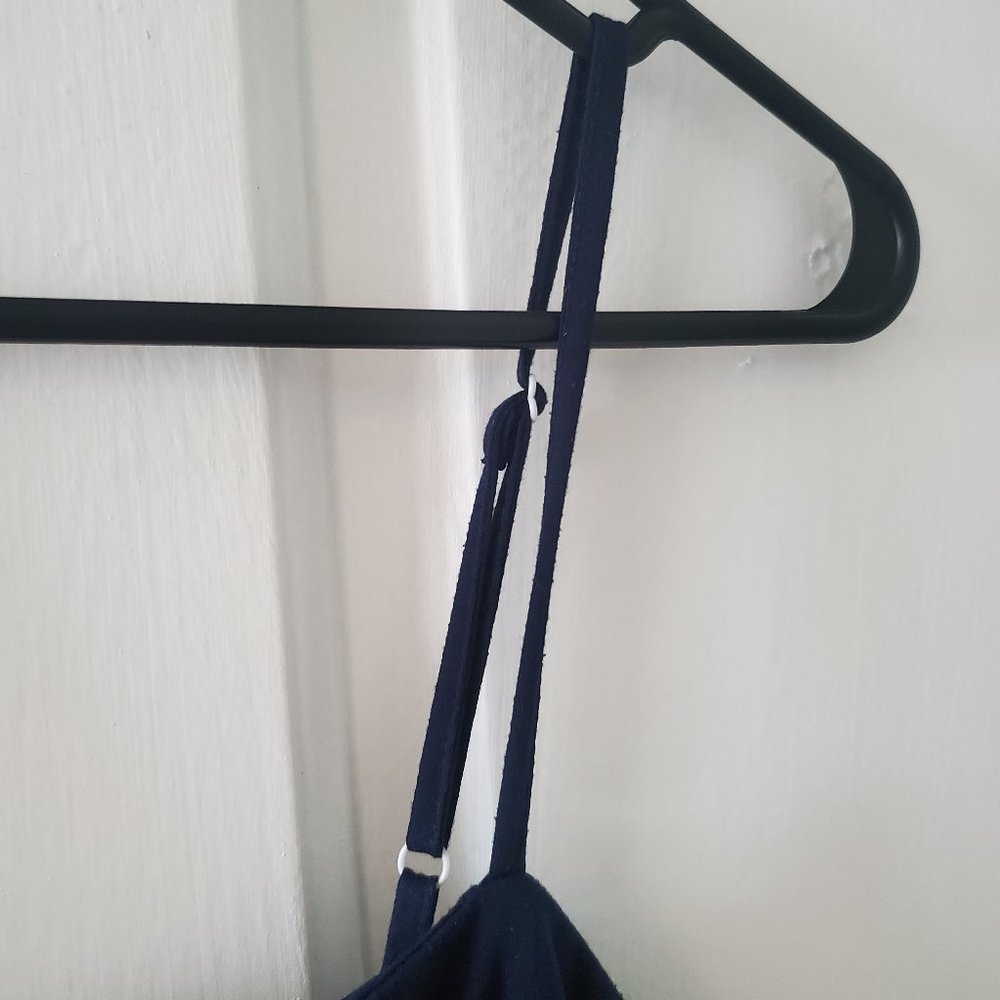 Navy spaghetti strap midi dress with buttons - Picture 6 of 8
